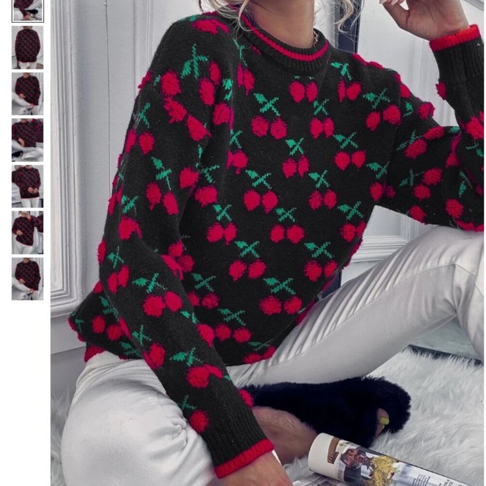 Cherry sweater, soft , thick and with puffy cherry on it!  from SHEIN size S new